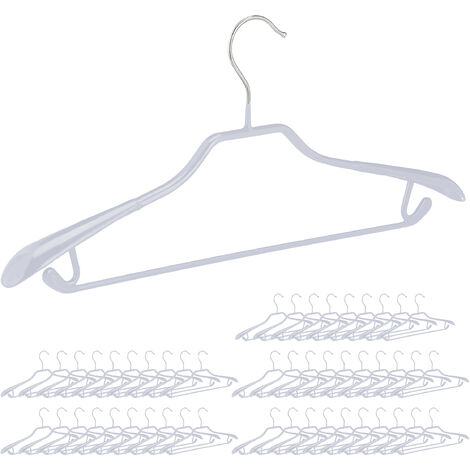 5x Relaxdays Multi Clothes Hanger, Holder with 4 Flexible Coat Hangers,  Organiser, Metal Hooks, Lotus Wood, White