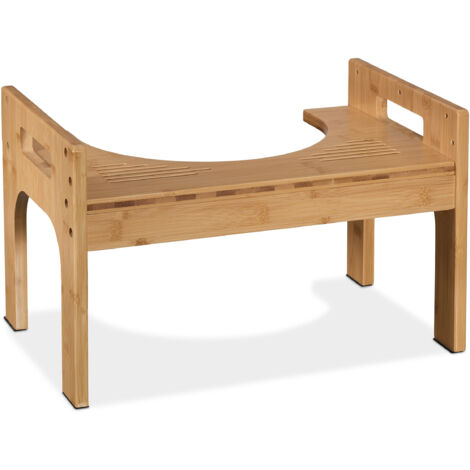 Relaxdays Sgabello per WC, Sgabellino da Toilette per Adulti, in Bambù, Bagno, HxLxP: 28,5 x 45,5 x 28,5 cm, Naturale