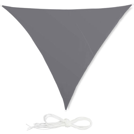 Relaxdays Shade Sail, Triangle, Water-Repellent, UV-Protection with Tethers, Balcony Canopy, 4x4x4m, Grey