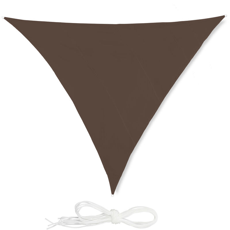 Relaxdays Shade Sail, Triangle, Water-Repellent, UV-Protection with Tethers, Balcony Canopy, 6x6x6m, Brown