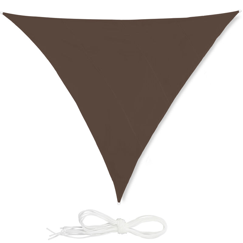 Relaxdays - Shade Sail, Triangle, Water-Repellent, UV-Protection with Tethers, Balcony Canopy, 5x5x5m, Brown