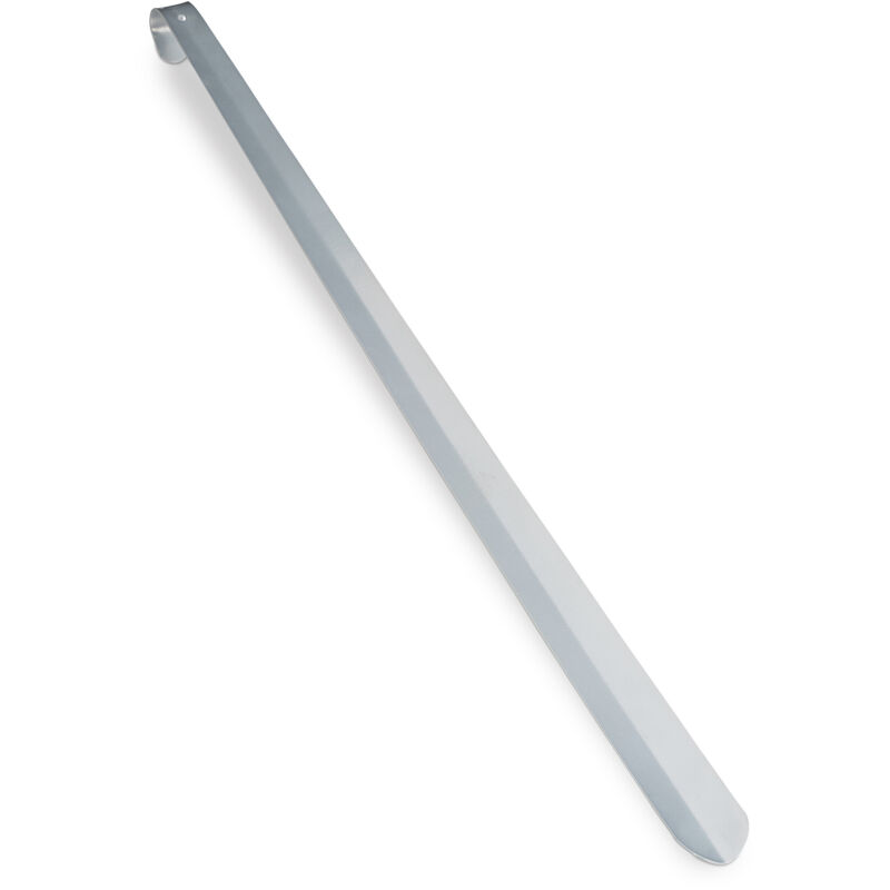 Relaxdays - 10 x Shoe Horn, Extra Big & Stable Shoe Spoon, No Bending Down, Hangable, Metal, 70 cm, Silver
