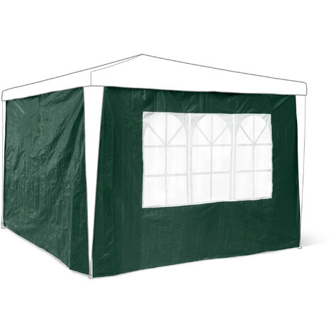 Relaxdays Side Parts Set of 2 for 3x3m Gazebo Pavilion Tent, Walls w Windows for Canopy, Privacy Screen for Party Tent, Green