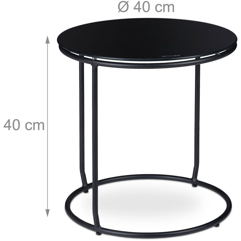 Table H X O 40 X 40 Cm Black Relaxdays Round Mirrored Glass Side Table Metal Wire Basket Home Kitchen End Tables