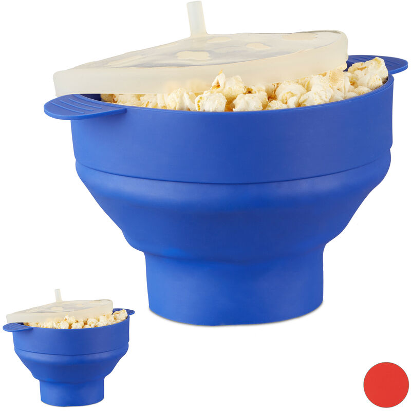 Set of 2 Silicone Microwave Popcorn Maker, Collapsible Popcorn Popper, No Oil, Blue