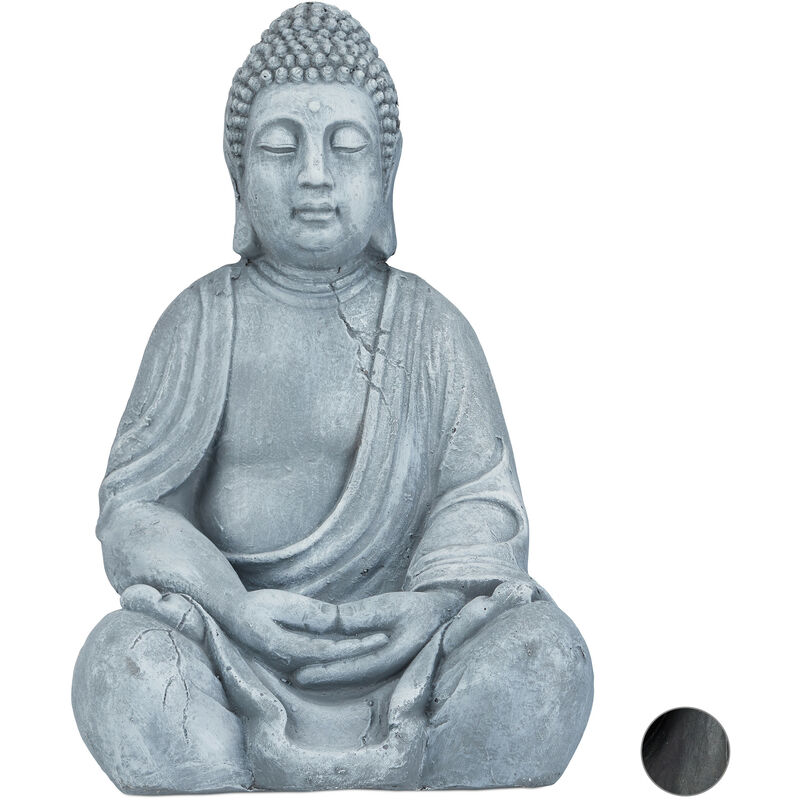 Sitting xl Buddha Figurine, 50 cm, Feng Shui, Outdoor, Garden, DecorBig Zen Buddha Figurine, Light Grey - Relaxdays