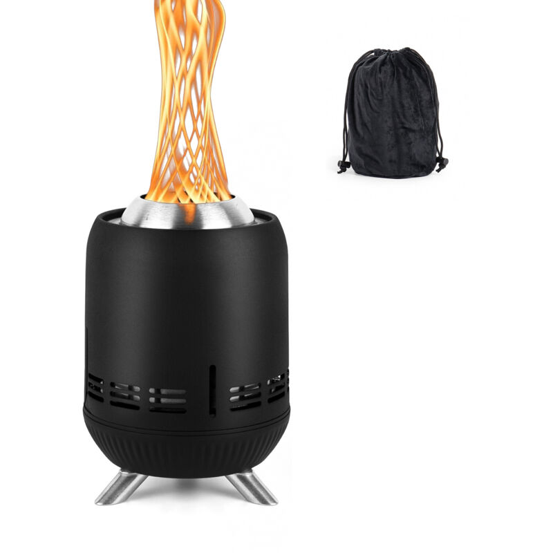 Relaxdays Smokeless Tabletop Fireplace, Stainless Steel, Hxd Ø 23.5 X 16.5 Cm, Carrying Bag, Camping, Black