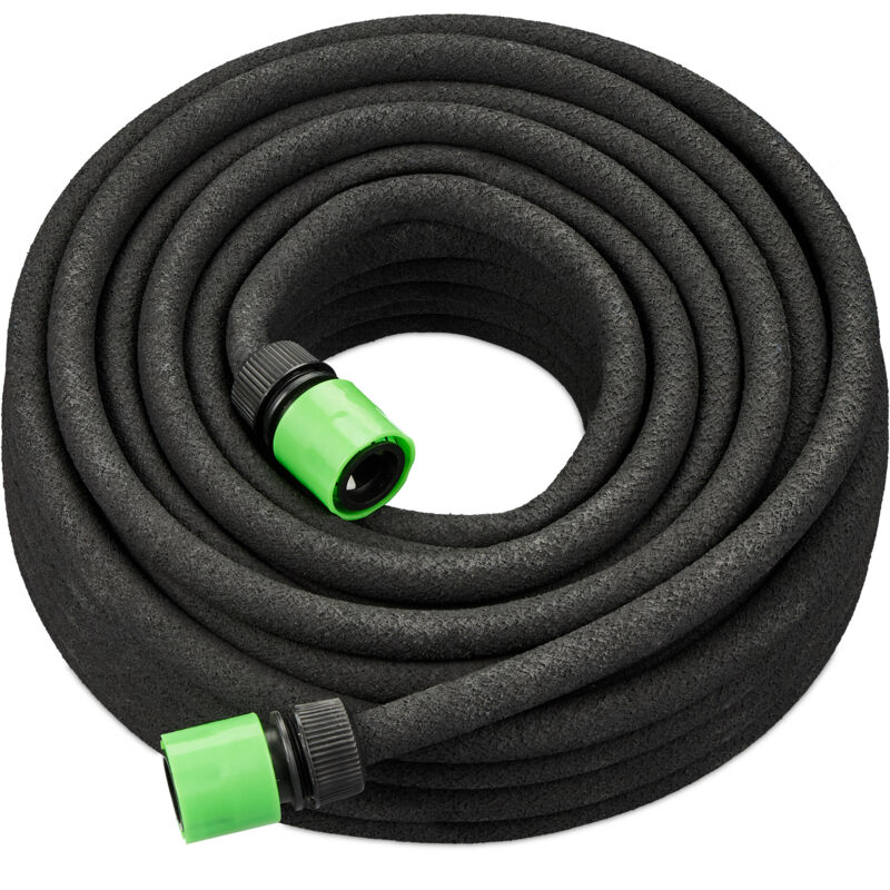 Relaxdays Drip Irrigation Hose, 25 M, Porous Tubing For Watering Flowerbeds And Hedges, Garden Soaker Hosepipe, Black