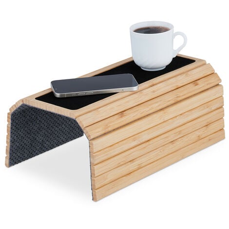  Bambus-Couch-Arm-Tablett mit Getränkehalter, tragbar