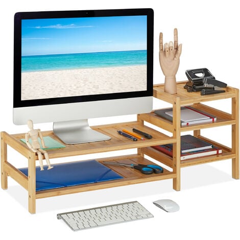 Soporte de madera para 2 monitores estante 2 ranuras soporte ajustable a  elegir
