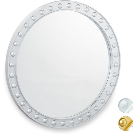   Specchio Parete Rotondo, Specchio da Appendere, Specchio Vintage Bagno, Camera ∅50,5cm ca.,Cornice,argento