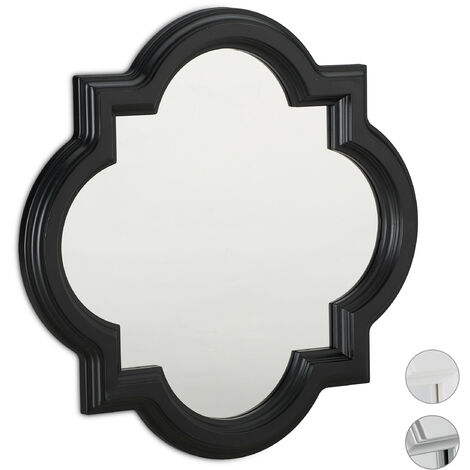   Specchio Vintage Specchio da parete, Specchio decorativo Cornice Plastica. HxL: 39,5 x 39,5 cm, nero