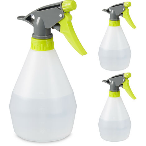 Relaxdays Spray Bottle, 500 ml Volume, Nozzle for Mist & Stream, Refillable, Plastic, 20 x 9 x11 cm, White/Grey/Green