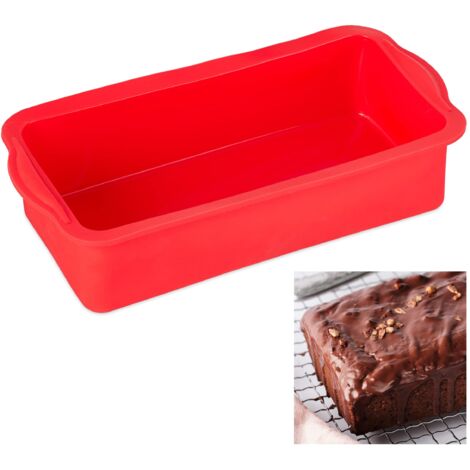 Relaxdays Stampo per Plum-Cake, in Silicone, per Microonde & Lavastoviglie, Termoresistente, Pane, 28,5 cm, Rosso