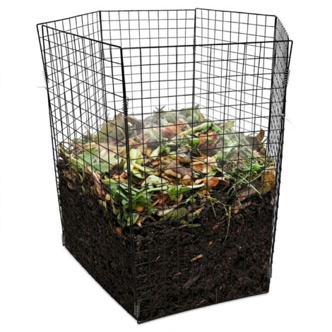 Composter Silver Relaxdays metal composter, garden compost bin, HWD: 90x100x100 cm, 900 ...