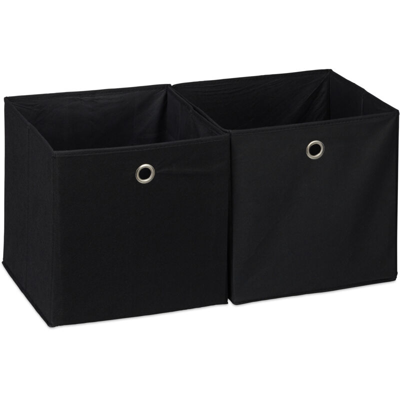 Set Of 4 Relaxdays Storage Box, Square, Shelf Storage Basket, Square Bins 30x30x30 Cm, Black