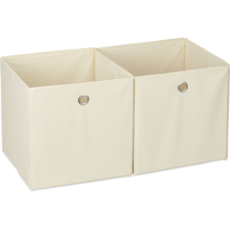 Relaxdays 6 X Fabric Storage Boxes, Square, Shelf Storage, Cube-shaped Boxes, Hxwxd, 30 X 30 X 30 Cm, Beige