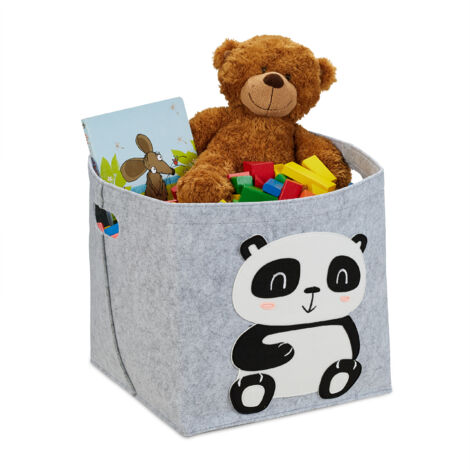 Relaxdays Storage Box, Set of 3, Foldable Organisers, HWD: 30 x 30 x 30 cm, Grip Holes, Made of Felt, Grey/Black