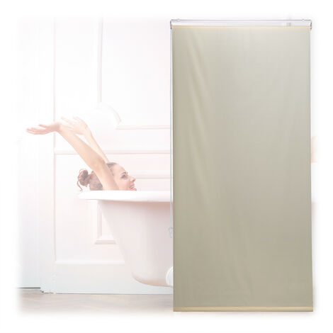   Store de baignoire, 80x240 cm, rideau de douche hydrofuge, plafond & fenêtre, pare-bain, salle de bain, beige