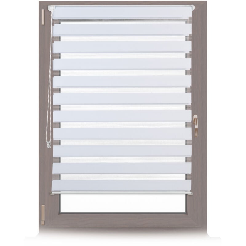 Relaxdays - Store enrouleur, lot de 2, double face, sans perçage fenêtre porte balcon en tissu, 110 x 150 cm, blanc