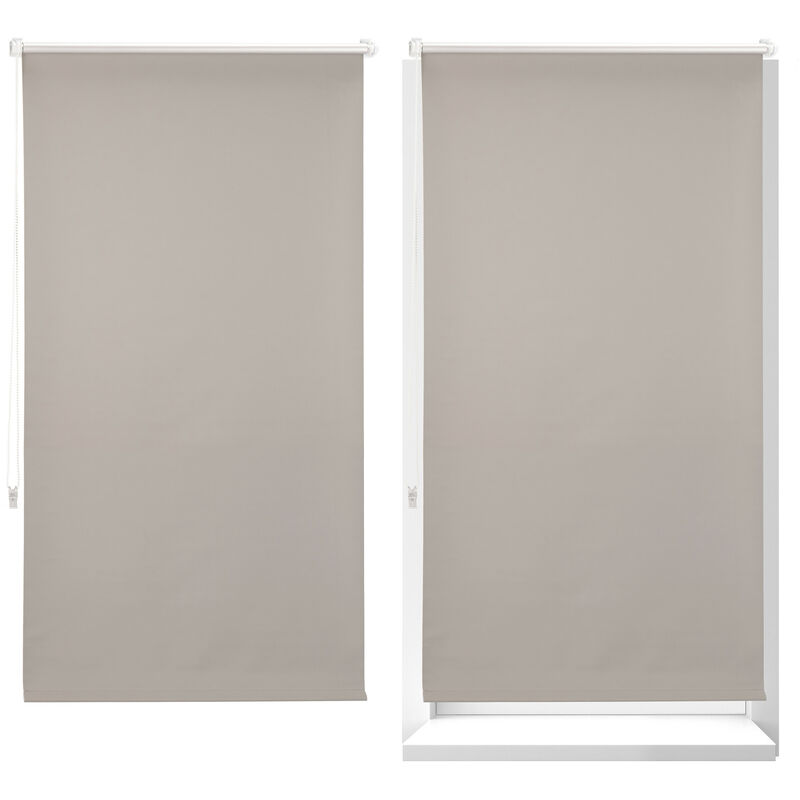 Relaxdays - Store enrouleur occultant, lot de 2, store à clipser, chaînette latérale, fixation fenêtre, 210x80 cm, thermique, brun
