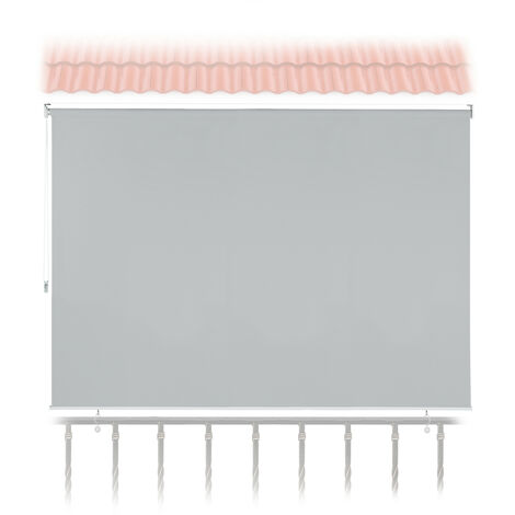 Relaxdays – Store enrouleur vertical 140 x 180 cm – Résistant aux intempéries – Montage plafond avec crochets de sécurité – Couleur gris