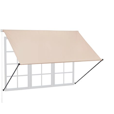Relaxdays Store rétractable, HxL : 120x200 cm, protection UV, polyester, ombre fenêtre, balcon, sable-gris