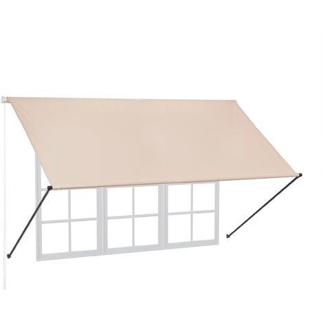 Relaxdays Store rétractable, HxL : 120x250 cm, protection UV, polyester, ombre fenêtre, balcon, sable-gris