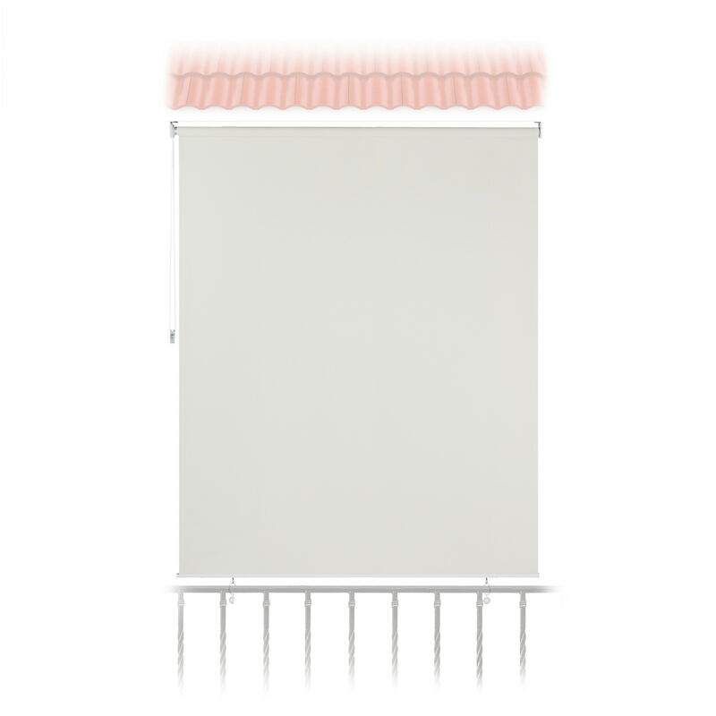 Relaxdays - Store vertical, 240 x 180 cm, pour balcon, terrasse & jardin, résiste aux intempéries, brise-vue, beige