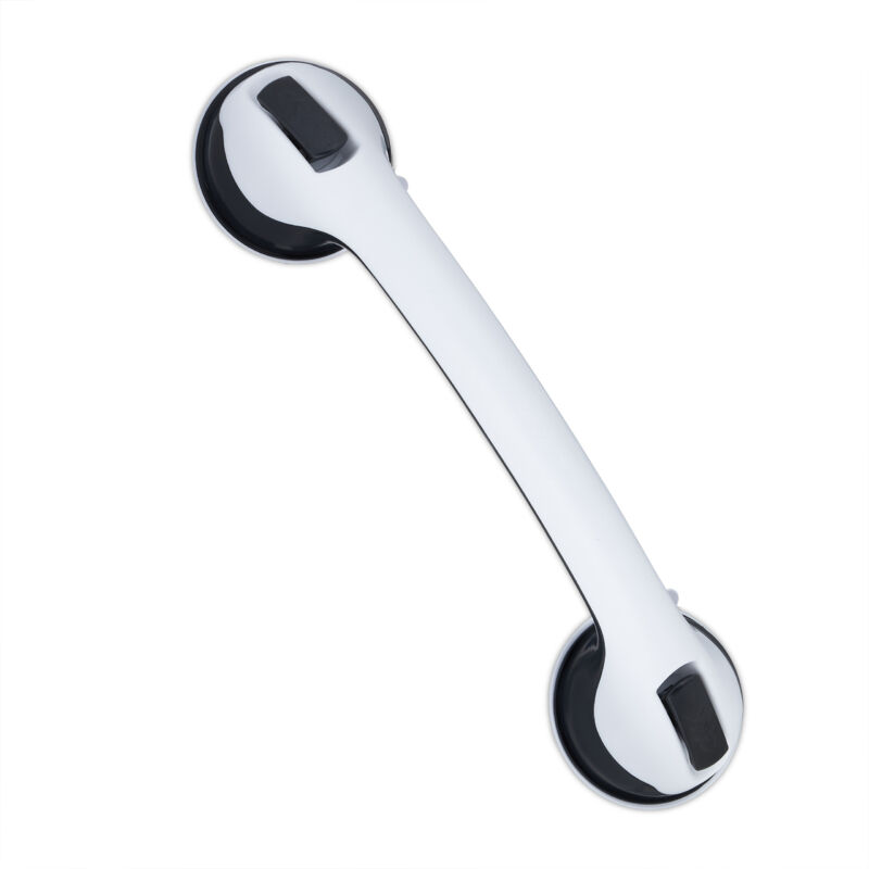 Relaxdays 2 X Suction Grab Rails, Shower & Bathtub, 70 Kg, Seniors & Disabled Users, Suction Lifter, Black And White