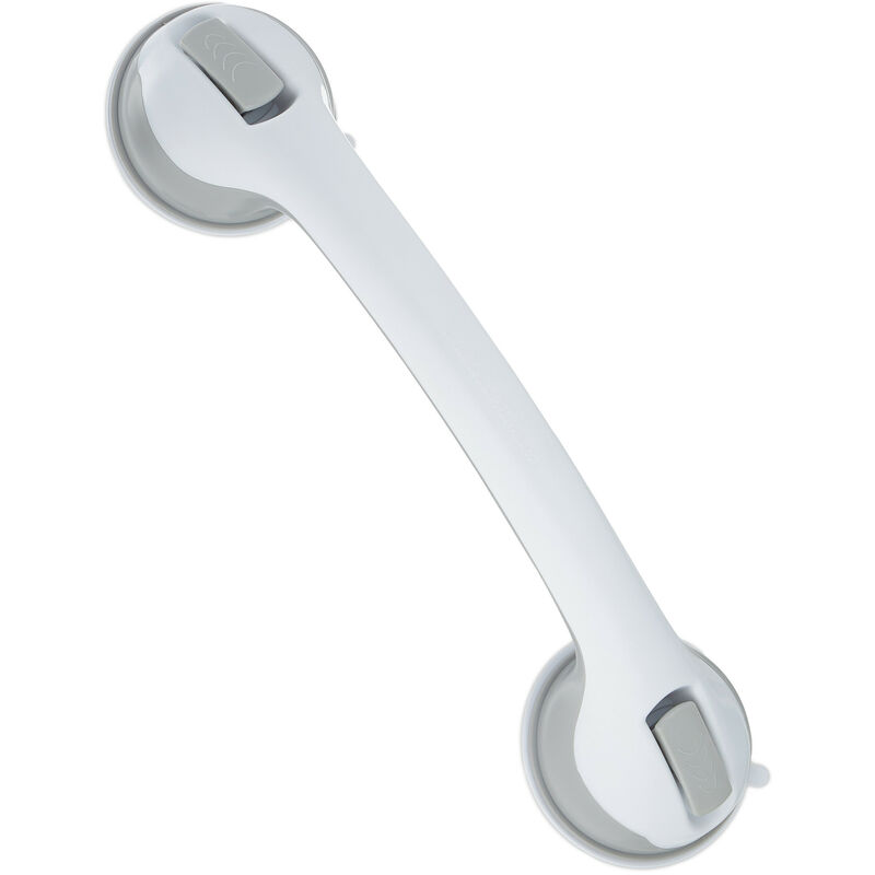 Suction Grab Handle, Shower & Bath, Max. Load 70 Kg, For The Elderly, Disability Aid, 30x10x8.5cm, White/grey - Relaxdays