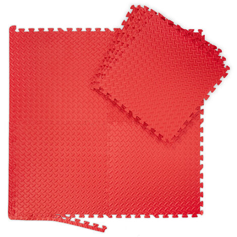 Suelo tatami puzzle grosor 4 cm. plancha de 1 m x 1 m. borde liso  (desmontable) (rojo/