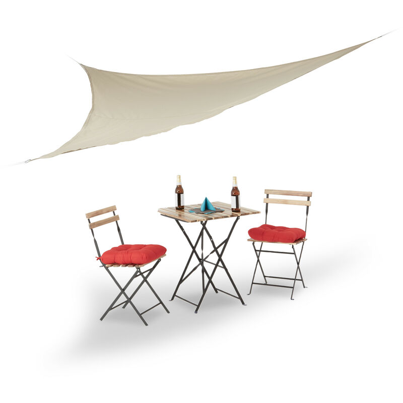 Relaxdays - Sun Shade Sail, Triangular, with Tensioning Ropes, for the Garden, Patio, Balcony, Indoors, 3.5 x 3.5 x 3.5 cm, Beige