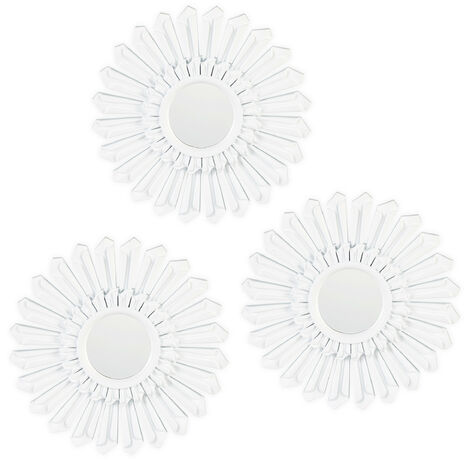 Relaxdays Sunburst Decor Mirror Set Of 3 Round Hanging Relaxdays Sunburst Decor Mirror Set Of