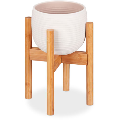 Relaxdays – Support à fleurs en bambou réglable – Pour pots jusqu’à 32 cm – Hauteur 35,5 cm – Capacité 60 kg – Design naturel