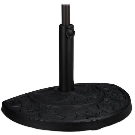  Support à parasol demi-rond, pour des barres de 34-50 mm, résistant aux intempéries, design à fleurs, noir