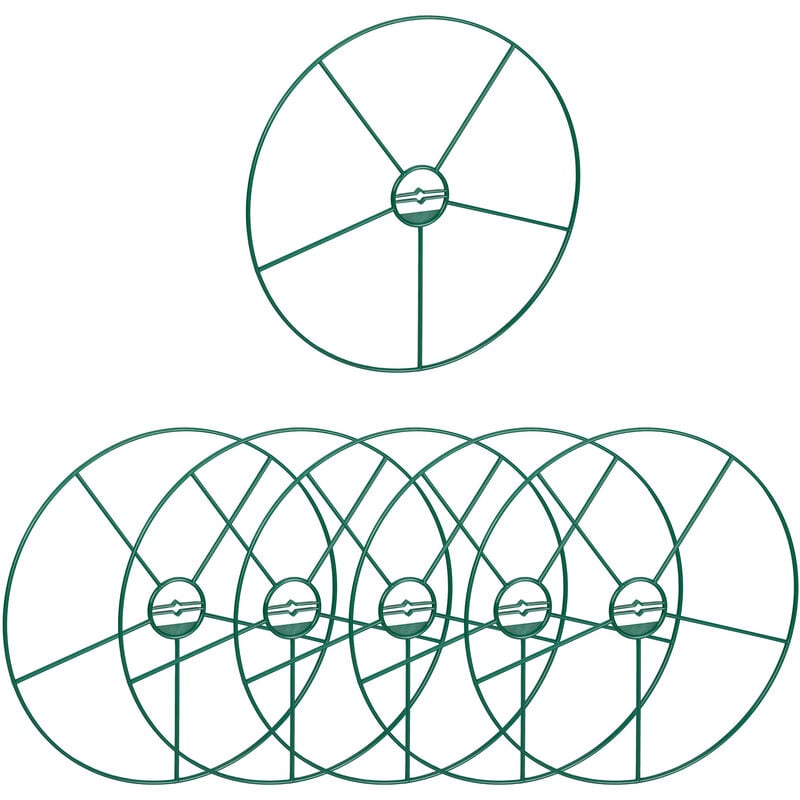 Relaxdays - Support anneaux pour plantes, lot de 6, d : 39 cm, pour arbustes grimpants, rond, plastique, vert foncé