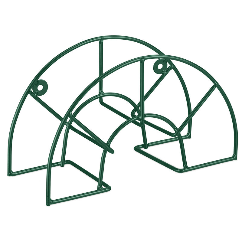 Relaxdays Support mural pour le tuyau d’arrosage de 5/8 pouces et 45 m, acier HLP :19 x 30,5 x 13,5 cm, vert