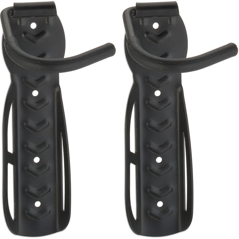 Relaxdays - Lot de 4 supports à vélo, rangement mural, à accrocher, noir