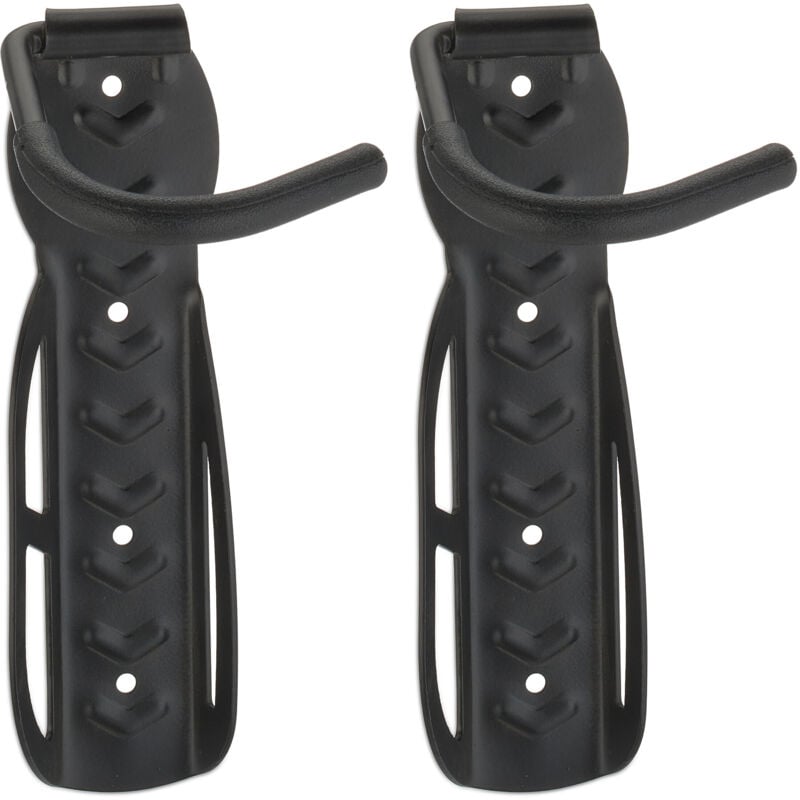 Relaxdays - Lot de 6 supports à vélo, rangement mural, à accrocher, noir