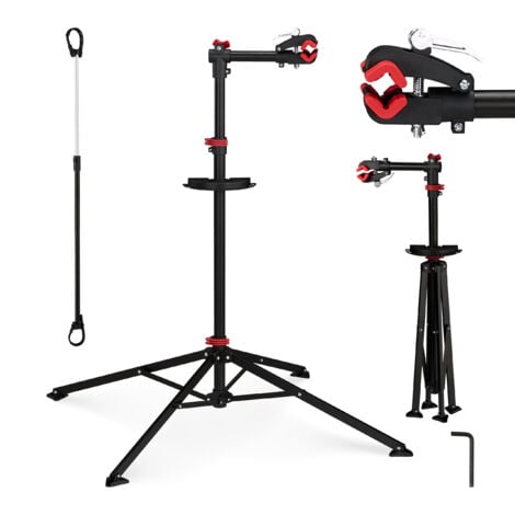 Relaxdays Supporto per Bicicletta, Stand Tripode per Riparazione, Manutenzione Bicicletta, Portabici, Acciaio, Nero