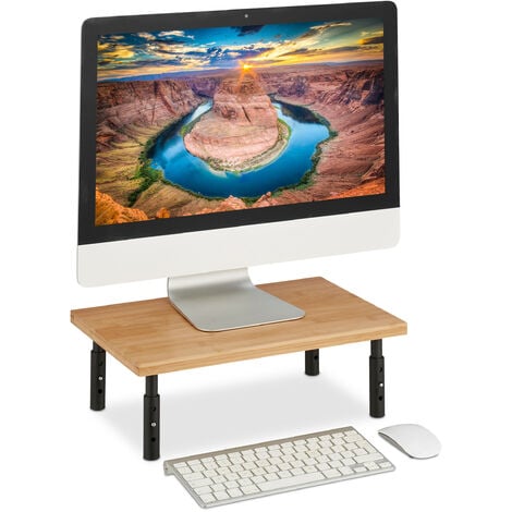 EASYCOMFORT Tavolino Porta PC con Altezza Regolabile e Ruote, Supporto per Computer  Portatile Inclinabile 58x34x72-90cm, Metallo e Legno Nero