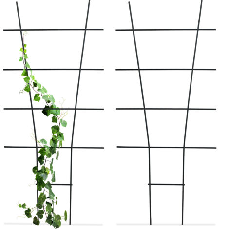 3 Tralicci Per Piante In Vaso In Metallo Nero | Supporto Per Piante Rampicanti 27x10 Cm | Piccolo Tutore Da Giardino Per Edera, Fiori E Viti | Forme Rotondo, Esagono, Ondulato - 2