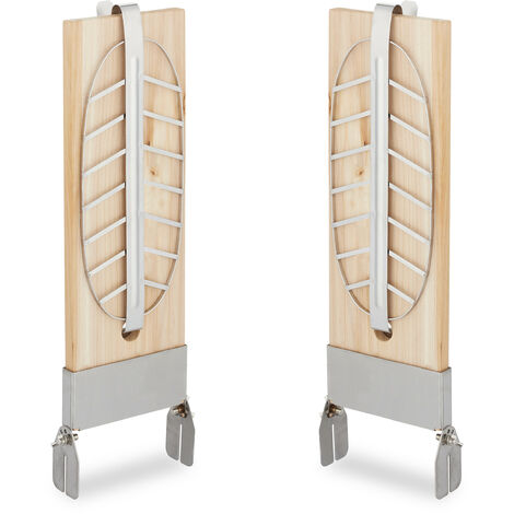 Relaxdays Tablas Asar Salmón, Set 2, Madera Abeto, Soporte Reclinable Acero Inoxidable, Ahumador, 57x20x5,5 cm, Natural