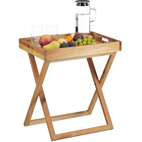   Table d'appoint avec plateau amovible en bois table pliante café pliable service HxlxP: 54 x 52 x 36 cm