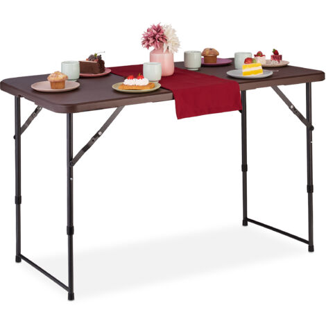 Relaxdays Mesa de Jardín Efecto Madera, Cuadrada, 74x78x78 cm, Mesita