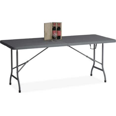 Table De Balcon Suspendue Rabattable Relaxdays - 3 Hauteurs, 2 Porte-Boissons - Gain De Place