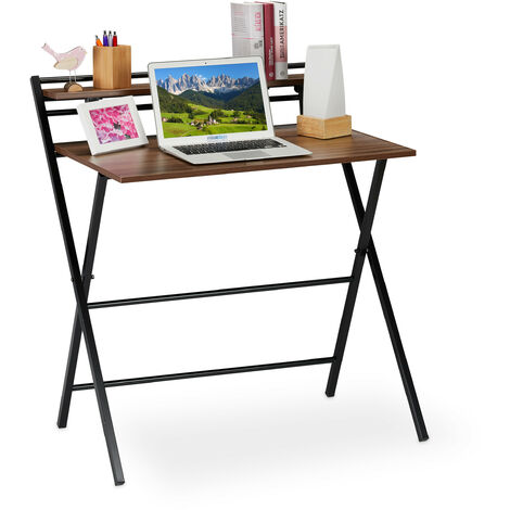 Relaxdays Table de travail pliable,peu encombrant, avec étagère,pour la maison, pour ado, 92x84x60cm, choix de couleurs
