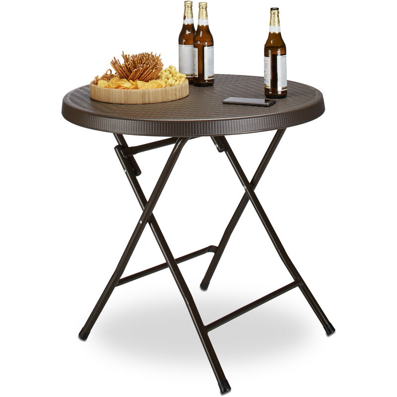 Relaxdays - Table pliante de jardin bastian, pour le camping, pratique, h x l x p : 74 x 80 x 80 cm, marron