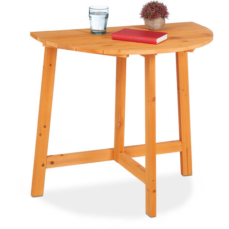 Relaxdays – Table pliante demi-lune 74x80x50 cm – Bois de sapin naturel – Pliable pour petits balcons – Table murale extérieure